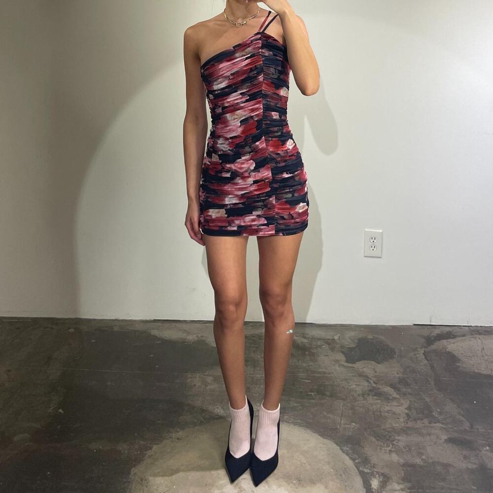 Black and Red Floral MIni Dress
